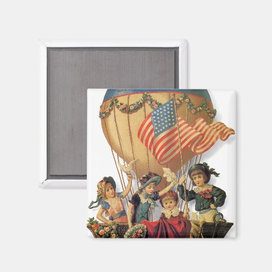  patriotticum, kinderen in een luchtballon magneet (Voorkant / Achterkant)