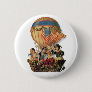 patriotticum, kinderen in een luchtballon ronde button 5,7 cm