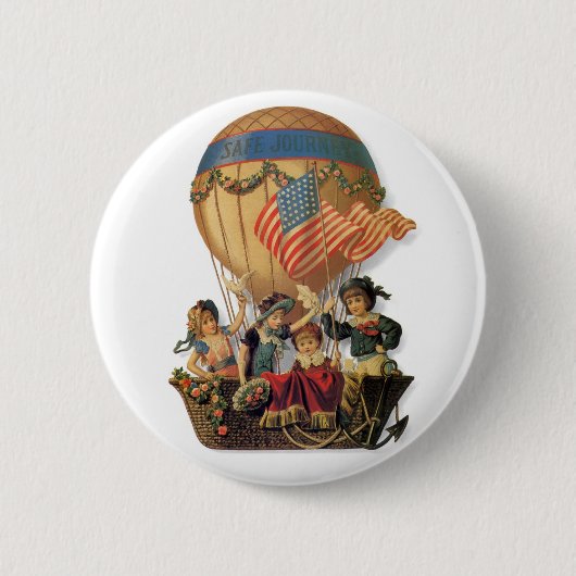  patriotticum, kinderen in een luchtballon ronde button 5,7 cm (Voorkant)