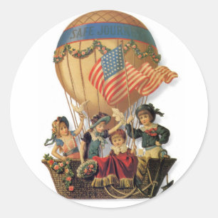 patriotticum, kinderen in een luchtballon ronde sticker