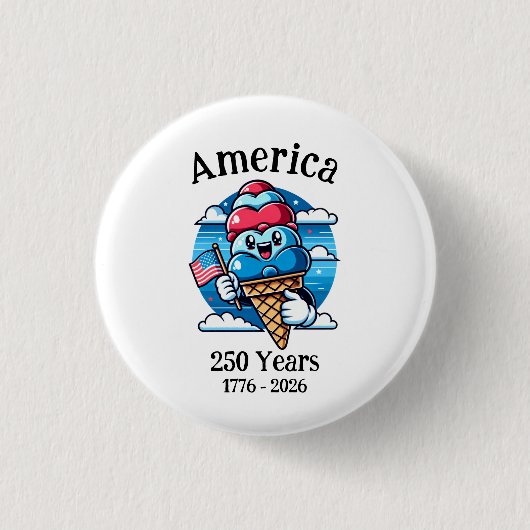 Patriottiek Ijs 250 Jaar Ronde Button 3,2 Cm (Voorkant)