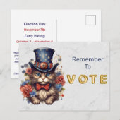 Patriottieke Amerikaanse Kat Stem Briefkaart (Voorkant / Achterkant)