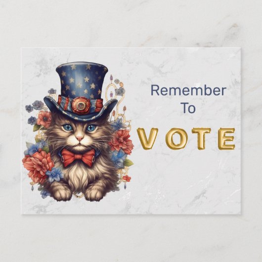 Patriottieke Amerikaanse Kat Stem Briefkaart (Voorkant)