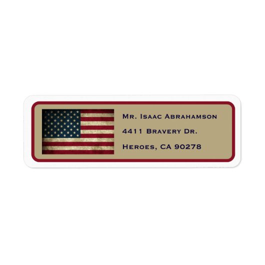 Patriottieke Amerikaanse Vlag Retouradres Label (Voorkant)
