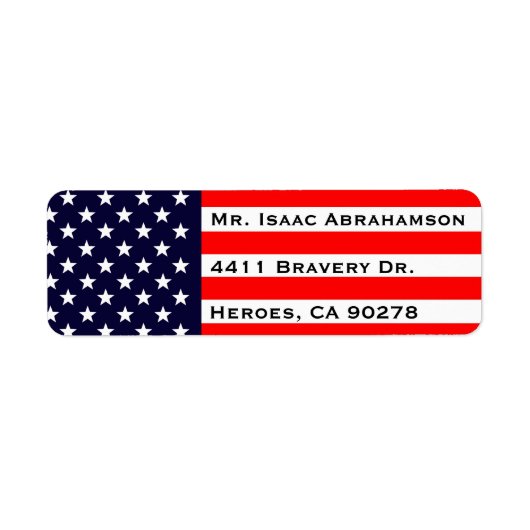 Patriottieke Amerikaanse Vlag Retouradres Label (Voorkant)