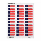 Patriottieke Amerikaanse Vlag Retouradres Label (Full Sheet)