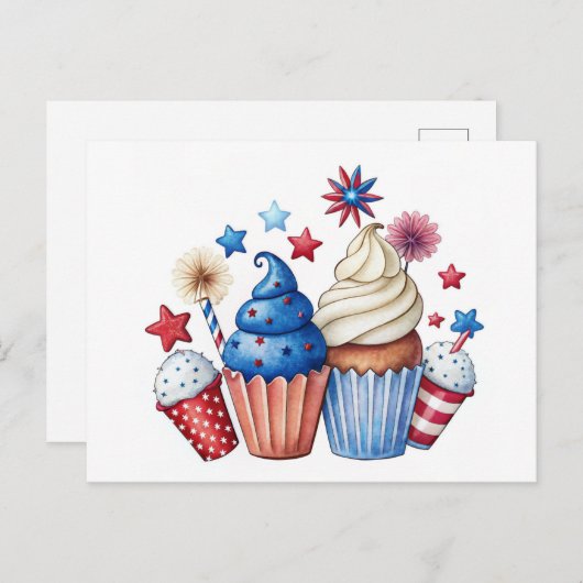 Patriottieke cupcakes briefkaart (Voorkant / Achterkant)