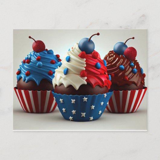 Patriottieke Cupcakes Briefkaart (Voorkant)