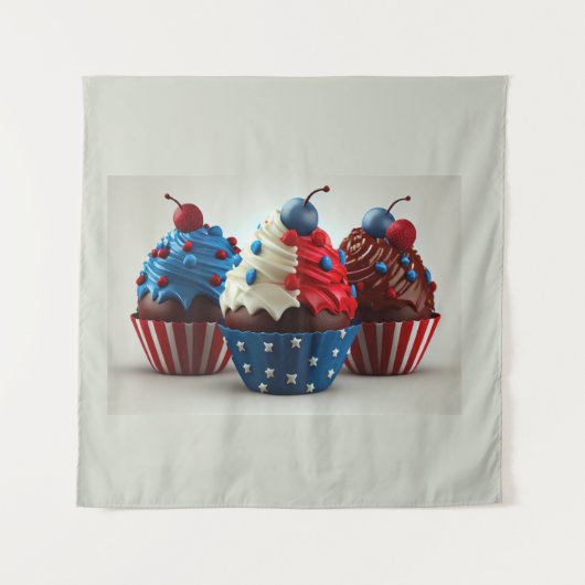 Patriottieke Cupcakes Wandkleed (Voorkant)