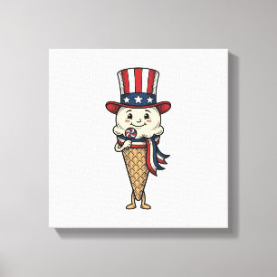Patriottieke Ijsje Kegel Vintage Gravure Ontwerp_ Canvas Afdruk