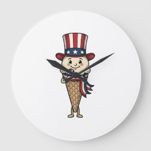 Patriottieke Ijsje Kegel Vintage Gravure Ontwerp_ Grote Klok
