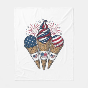 Patriottieke Ijsjes Kegels Vintage 4 juli T-shirt Fleece Deken