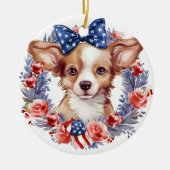 Patriottieke Puppy 4 juli USA Onafhankelijkheidsda Keramisch Ornament (Voorkant)