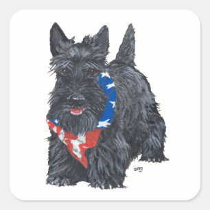 Patriottieke Schotse Terrier Vierkante Sticker