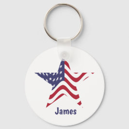 Patriottieke Ster Rood Wit en Blauw Sleutelhanger