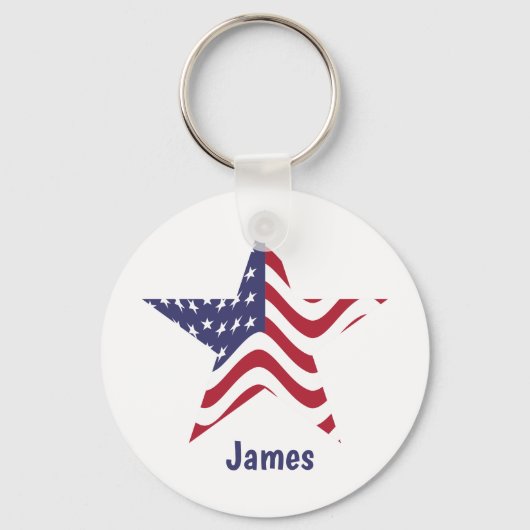 Patriottieke Ster Rood Wit en Blauw Sleutelhanger (Voorkant)