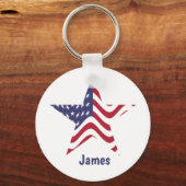 Patriottieke Ster Rood Wit en Blauw Sleutelhanger (Voorkant)