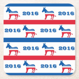 Patriottisch 2016-democratische Donkerstrips Kartonnen Onderzetters