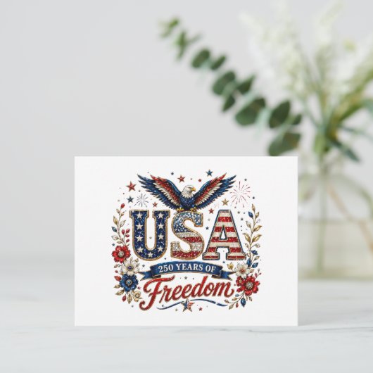 Patriottisch 250 jaar vier juli  briefkaart (Staand voorkant)