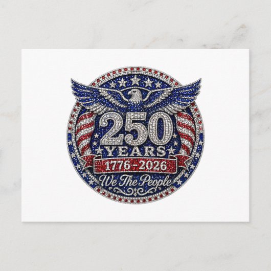 Patriottisch 250 jaar vier juli briefkaart (Voorkant)