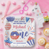 Patriottisch 4 juli 1 Verjaardagsfeest Papieren Bordje (Feest)