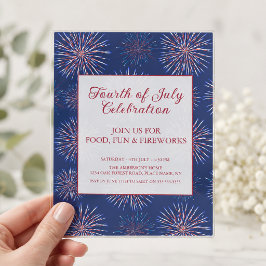 Patriottisch 4 juli 2026 vuurwerkfeest acryl uitnodigingen
