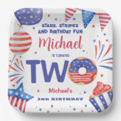 Patriottisch 4 juli 2Verjaardagsfeest Papieren Bordje (Voorkant)