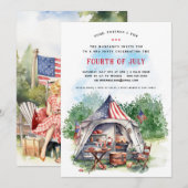Patriottisch 4 juli BBQ-feest uitnodiging (Voorkant / Achterkant)