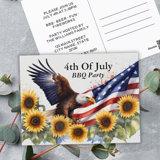 Patriottisch 4 juli BBQ feest Uitnodiging Briefkaart