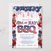 Patriottisch 4 juli BBQ Uitnodiging (Voorkant)