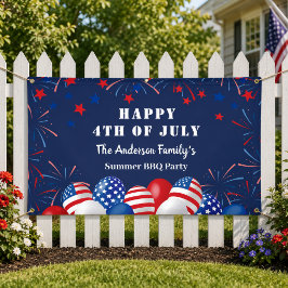 Patriottisch 4 juli familie BBQ-feest aangepast Spandoek