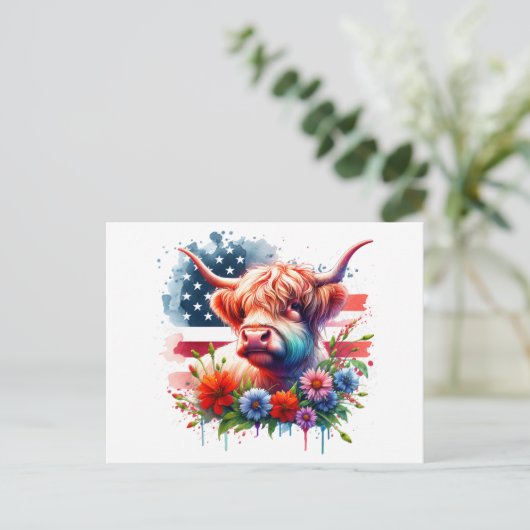 Patriottisch 4 juli Koe Briefkaart (Staand voorkant)