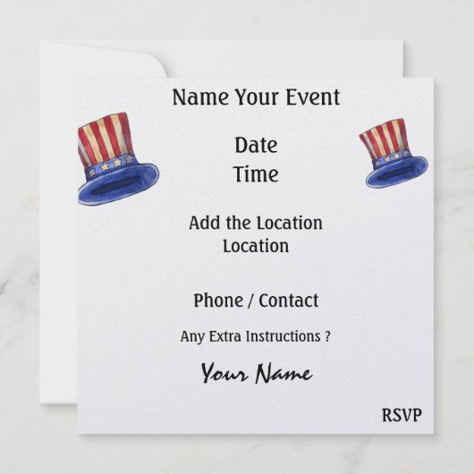 Patriottisch - 4 juli - Onafhankelijkheidsdag ! SR Kaart (Achterkant)