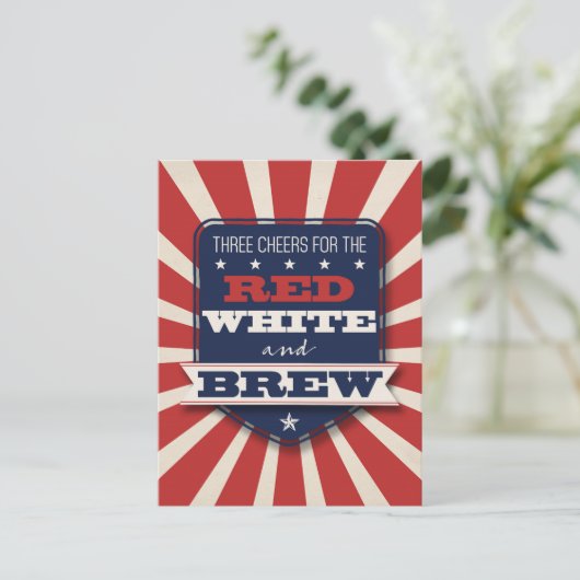 Patriottisch 4 juli Red White & Brew Custom Briefkaart (Staand voorkant)