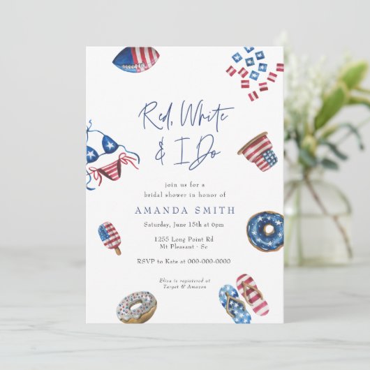 Patriottisch 4 juli rood wit en ik doe Vrijgezelle Kaart (Staand voorkant)