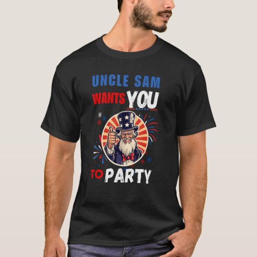 Patriottisch 4 juli Uncle Sam wil dat je paren T-shirt (Voorkant)