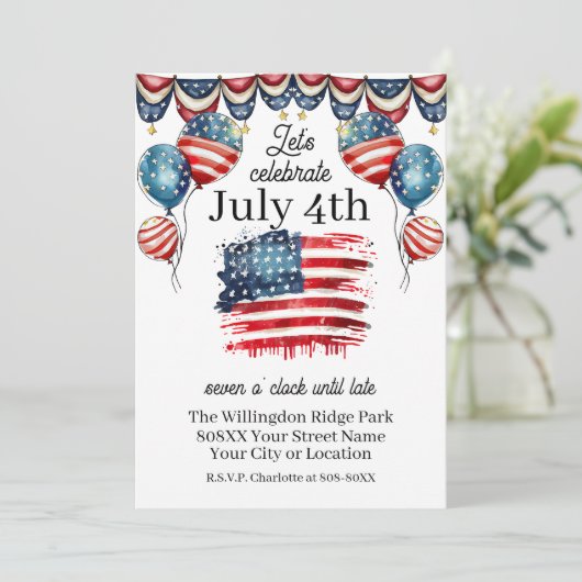 Patriottisch 4 juli Viering Kaart (Staand voorkant)