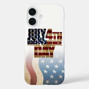 Patriottisch 4 juli vlagontwerp iPhone 16 hoesje