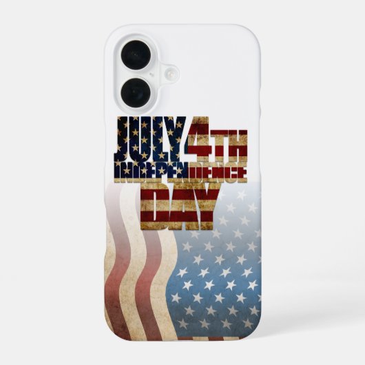 Patriottisch 4 juli vlagontwerp iPhone 16 hoesje (Achterkant)
