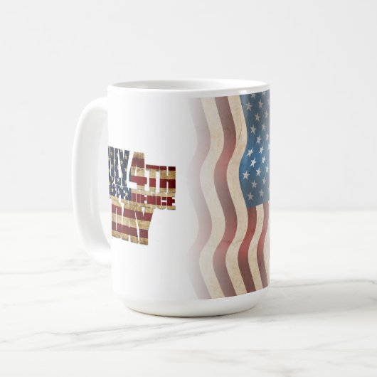 Patriottisch 4 juli vlagontwerp koffiemok (Voorkant links)