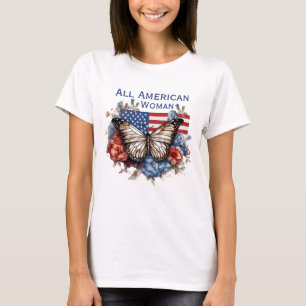 Patriottisch 4 juli Vlinder T-shirt voor dames