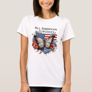 Patriottisch 4 juli Vlinder T-shirt voor dames