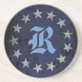 Patriottisch aangepast monogram Betsy Ross Amerika Zandsteen Onderzetter (Voorkant)