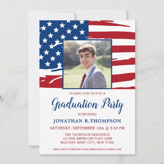 Patriottisch Afstuderen Amerikaanse vlag Militair Kaart (Voorkant)