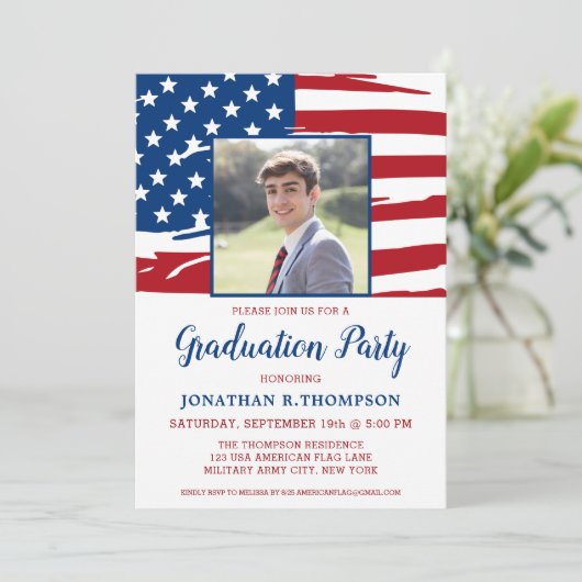 Patriottisch Afstuderen Amerikaanse vlag Militair Kaart (Staand voorkant)