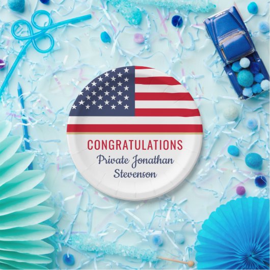 Patriottisch Afstuderen Amerikaanse vlag Papieren Bordje (Feest)