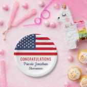 Patriottisch Afstuderen Amerikaanse vlag Papieren Bordje (Feest)