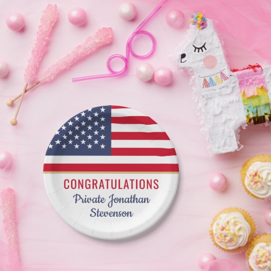 Patriottisch Afstuderen Amerikaanse vlag Papieren Bordje (Feest)
