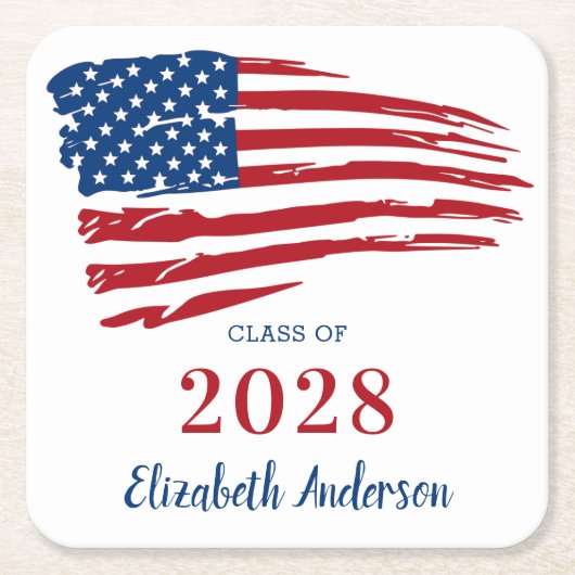 Patriottisch Afstuderen Verenigde Staten Amerikaan Kartonnen Onderzetters (Voorkant)