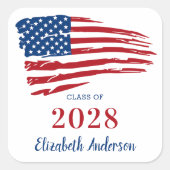 Patriottisch Afstuderen Verenigde Staten Amerikaan Vierkante Sticker (Voorkant)